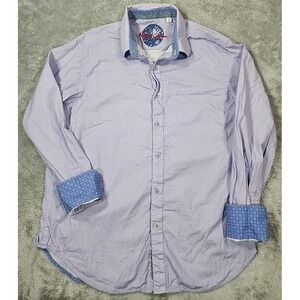 Robert Graham Shirt‎ Mens Large Purple Long Sleeve Geometric Flip Cuff Designer